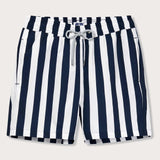 Men's Navy Candy Stripe Staniel Swim Shorts